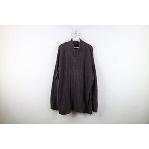 Buckle BKE Mens 2XL Thrashed Chunky Fisherman Cable Knit Henley Sweater Gray